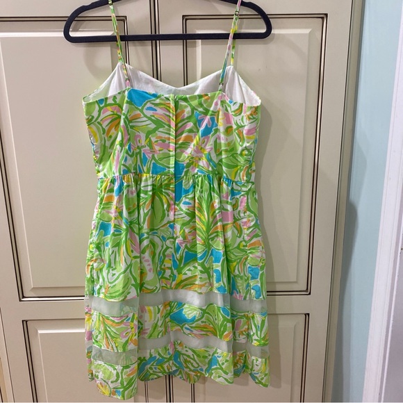 Lilly Pulitzer Ollie Strappy In Elephant Ears Fit And Flare With Mesh Trim Sz 10 - Picture 4 of 8